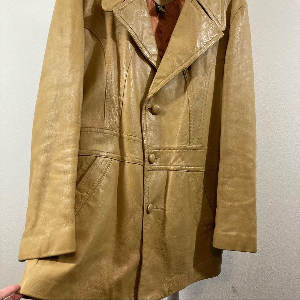 Vintage Leather Jacket, Cabretta Glove Leather, Tan Coat - Picture 4 of 13